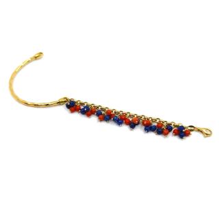 Bracelet Or Jaune 18k Corail & Lapis Lazuli