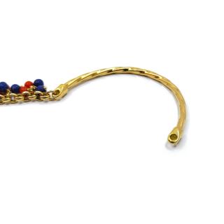 Bracelet Or Jaune 18k Corail & Lapis Lazuli