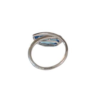 Bague or blanc 14 Ct Topaze et Diamants