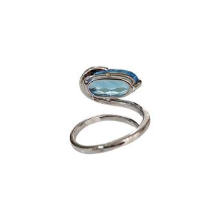 Bague or blanc 14 Ct Topaze et Diamants