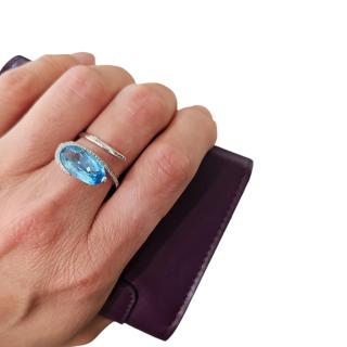 Bague or blanc 14 Ct Topaze et Diamants
