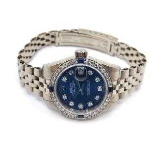 Rolex Lady-DateJust 26 18k White Gold Diamond & Sapphire