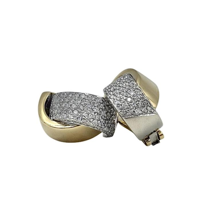 Boucle d'oreille Or Jaune et Blanc