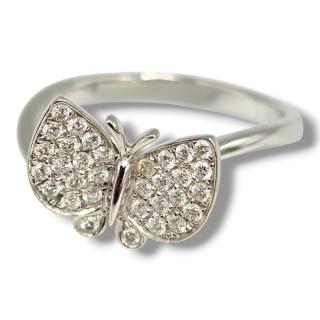 Bague Papillon Or Blanc 18 Ct et Diamants