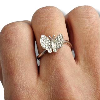 Bague Papillon Or Blanc 18 Ct et Diamants
