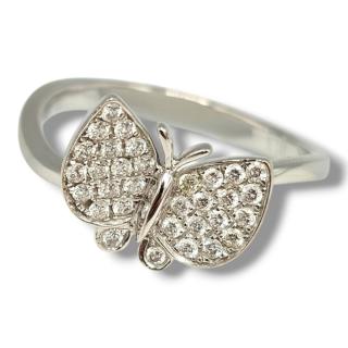 Bague Papillon Or Blanc 18 Ct et Diamants