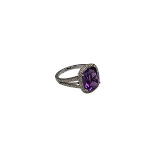 Bague Or Jaune 18 Ct Amethyste et Diamants
