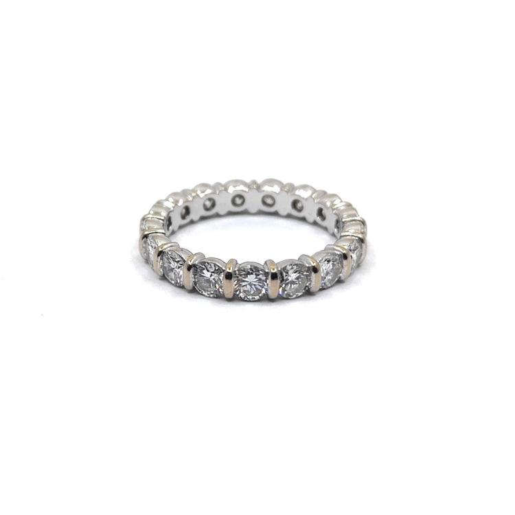 Bague Or Blanc 18k Rivière de Diamants (2.21 Cts)