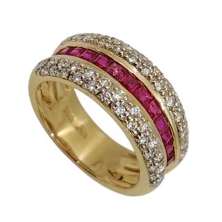 Bague Or 18K Diamants Rubis