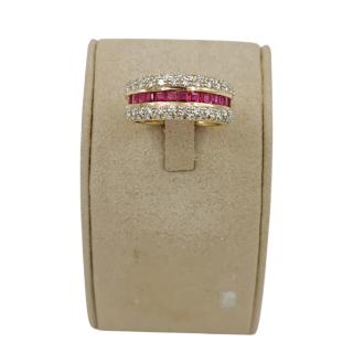 Bague Or 18K Diamants Rubis