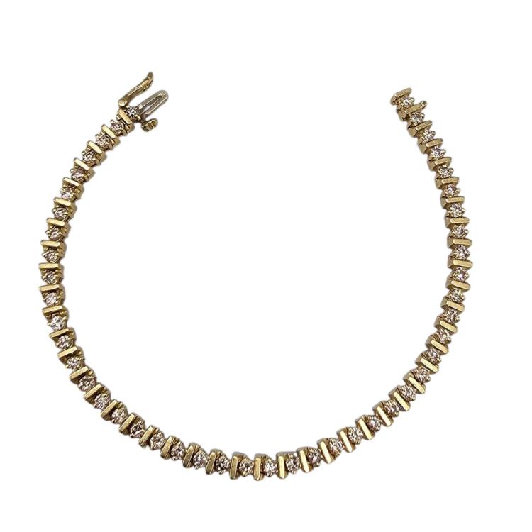 BRACELET RIVIERE DE DIAMANTS OR JAUNE 14 CT