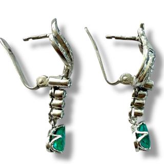 Boucles D'Oreilles Or 18Ct Diamants & Emeraude