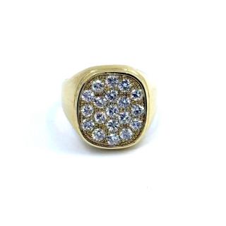 Chevalière Or Jaune 18k & Diamants