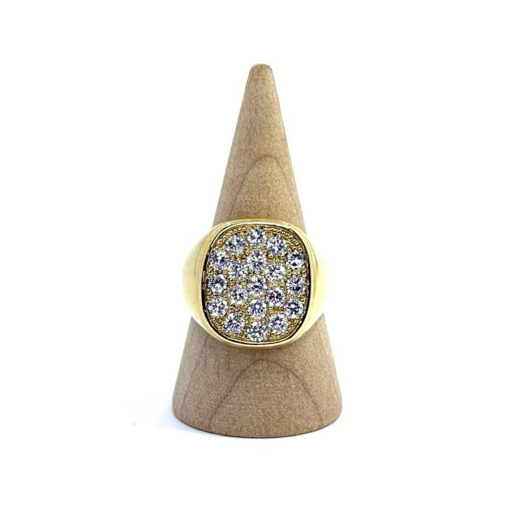 Chevalière Or Jaune 18k & Diamants