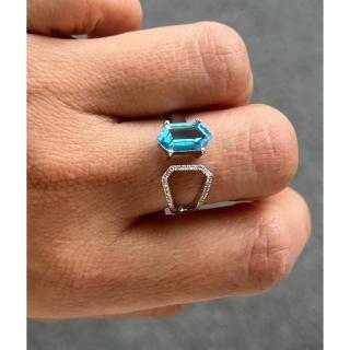 Bague Or Blanc Citrine Bleu