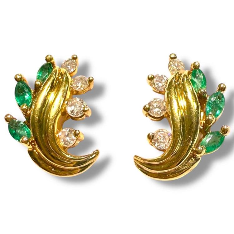 Boucles D'Oreilles Or 18Ct & Diamants
