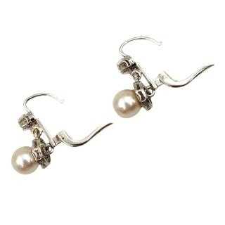 Boucles d'Oreilles Or 18 Ct Perle&Diamant