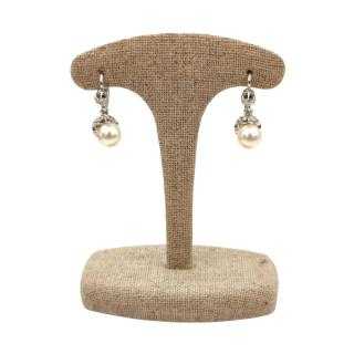 Boucles d'Oreilles Or 18 Ct Perle&Diamant