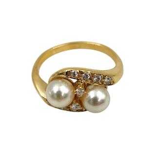 Bague Or 18 Ct Perles & Diamants