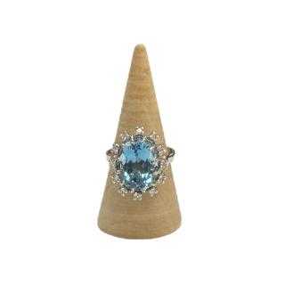 Bague Or Blanc 14ct Aigue-Marine