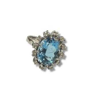 Bague Or Blanc 14ct Aigue-Marine