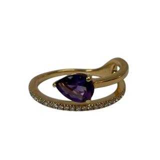 Bague Or Rose, Diamants et Améthyste