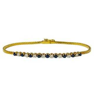 Bracelet Or Jaune, Diamants et Saphirs