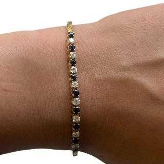 Bracelet Or Jaune, Diamants et Saphirs