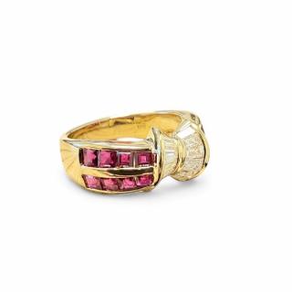 Bague Or Jaune 18ct Diamants et Rubis