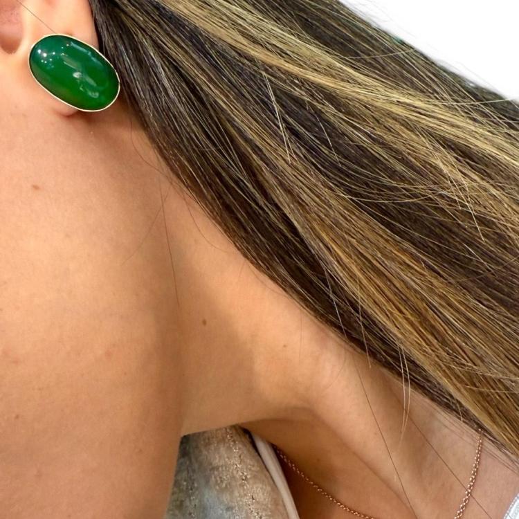 Boucles D'Oreilles Clip Or 18Ct & Jade de Birmanie