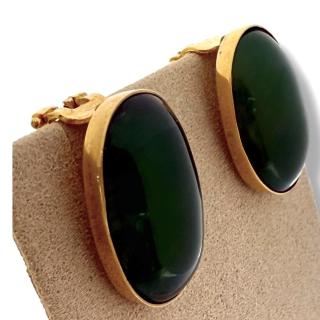 Boucles D'Oreilles Clip Or 18Ct & Jade de Birmanie