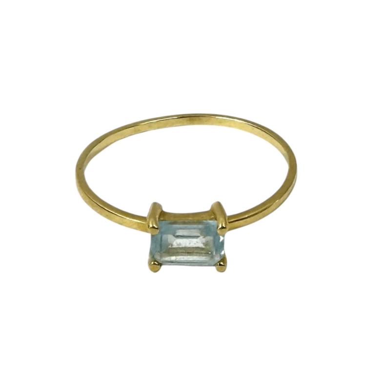 Bague Or Jaune 18k Aigue Marine