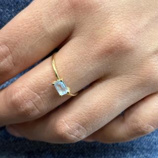 Bague Or Jaune 18k Aigue Marine