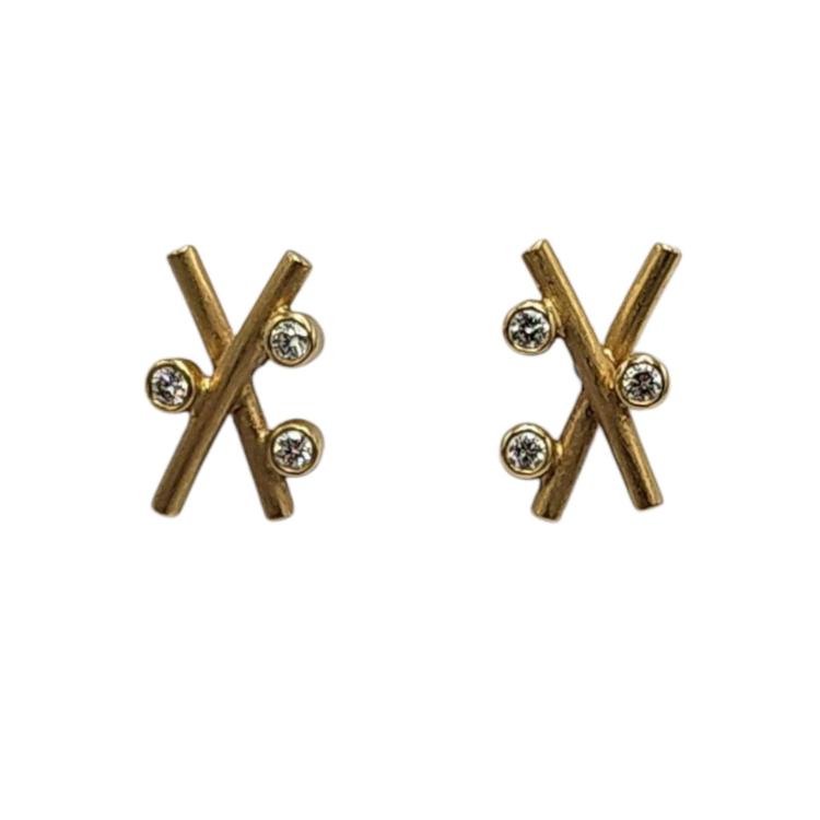 Boucles d'Oreilles Henrich & Denzel Or jaune 18 Ct et Diamants
