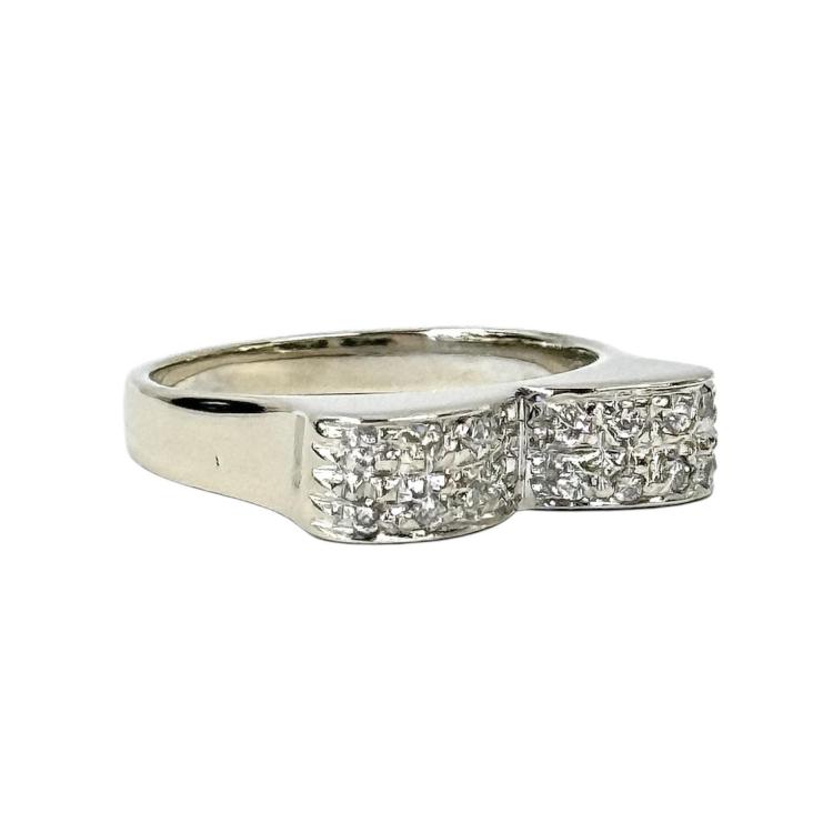 Bague Or Blanc 18CT + Diamants