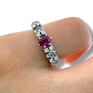 Bague Or 18Ct Diamants & Ruby