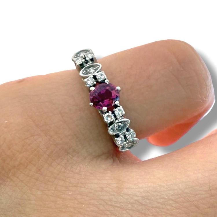 Bague Or 18Ct Diamants & Ruby