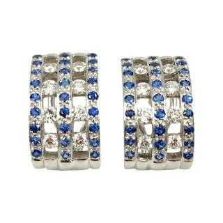 Boucles d'Oreilles Or 18 Ct Saphirs&Diamants