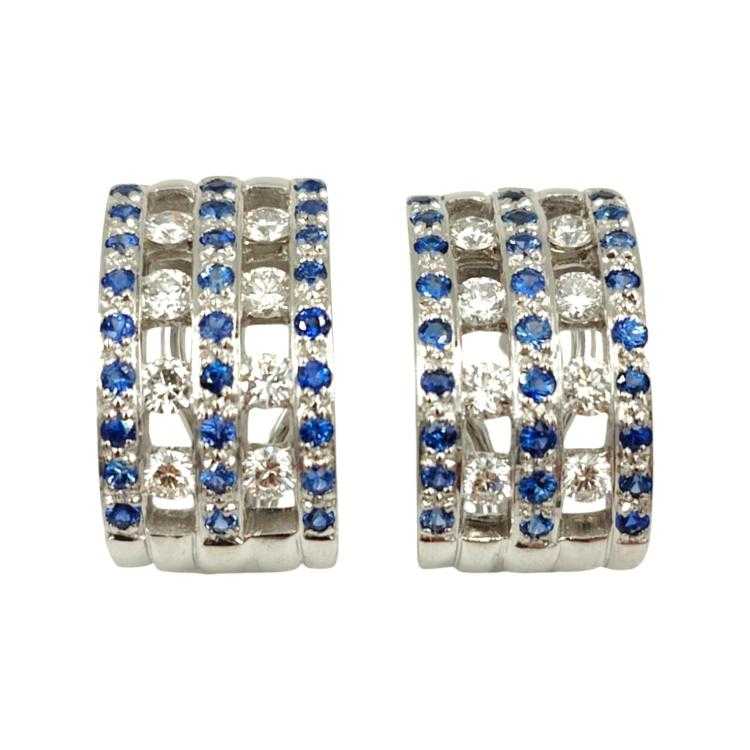Boucles d'Oreilles Or 18 Ct Saphirs&Diamants