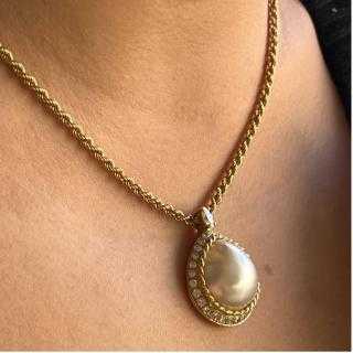 Collier Or Jaune 18CT, Diamants et Perles