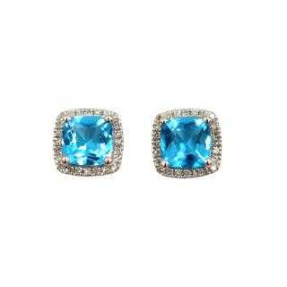Boucles d'Oreilles Or 14Ct Topazes&Diamants