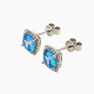 Boucles d'Oreilles Or 14Ct Topazes&Diamants
