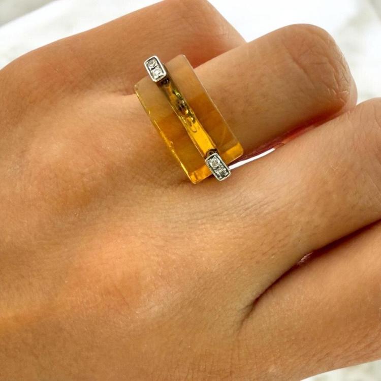 Bague Or 18Ct Citrine & Diamants