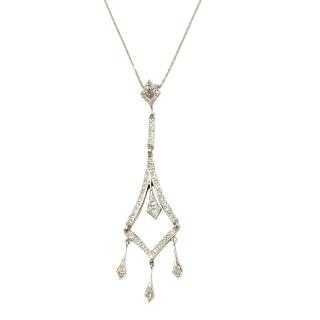 Collier Or Blanc 18 Ct & Diamants