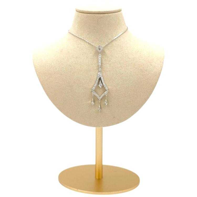 Collier Or Blanc 18 Ct & Diamants