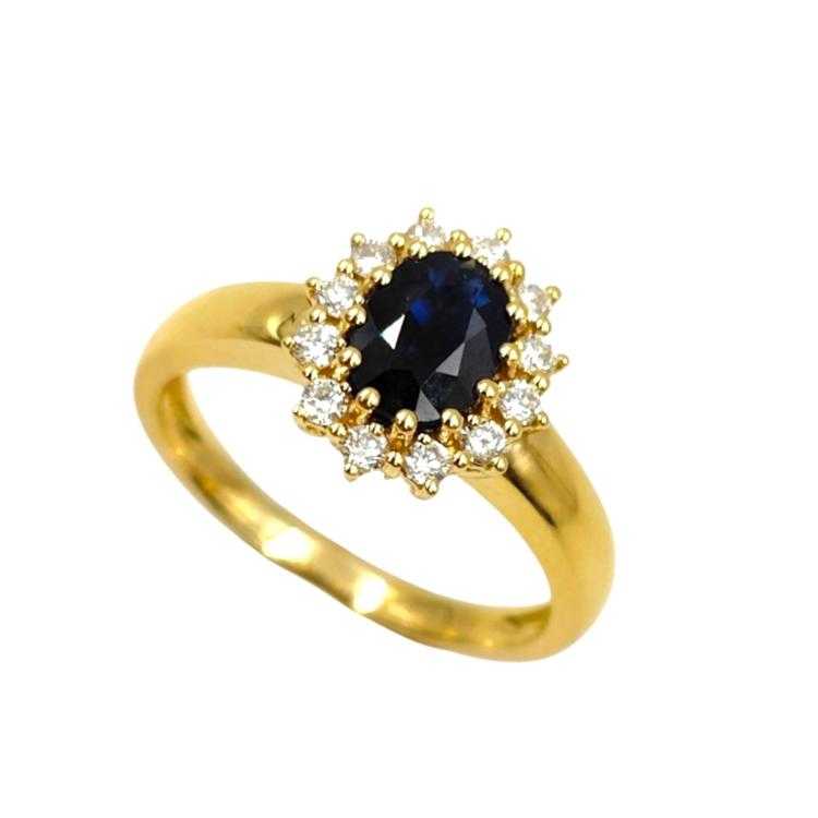 Bague Or 18 Ct Diamants&Saphir