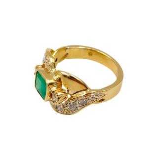 Bague Or 14 Ct Diamants&Emeraude