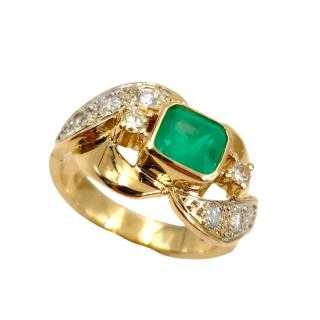 Bague Or 14 Ct Diamants&Emeraude