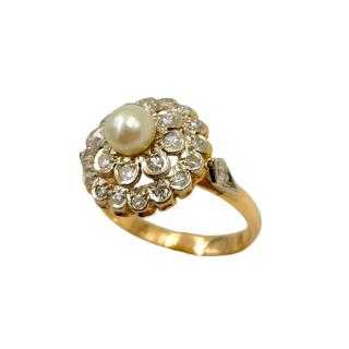 Bague Or 14 Ct Diamants&Perle