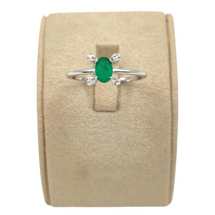 Bague Or 18 Ct Diamants&Emeraude